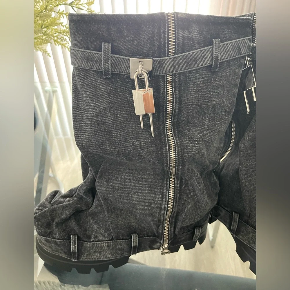 Black denim boots - Picture 3 of 4